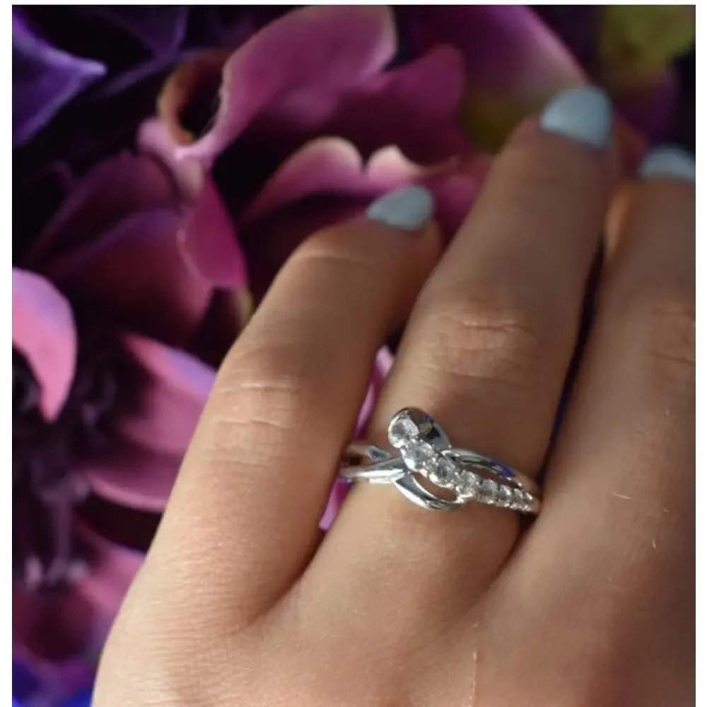 925 Sterling Silver White/Colorless Spinel Ring Size 6.5